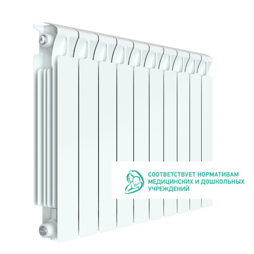 Биметаллический радиатор Rifar Monolit 500 - 10 секций, боковое, белый
