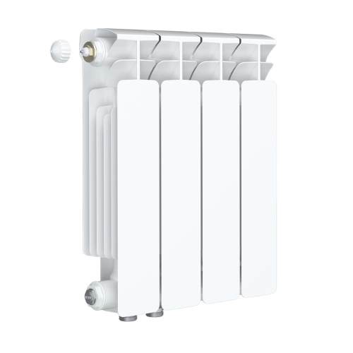 Биметаллический радиатор Rifar Base 350 Ventil VL - 4 секции, нижнее слева, белый