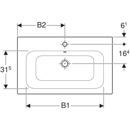 Встраиваемая раковина Geberit Renova Plan 122280000