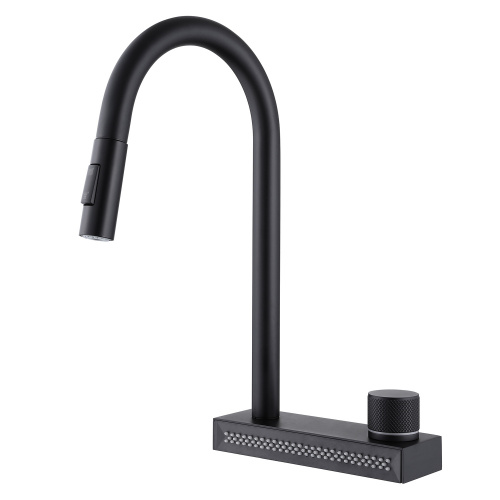 Смеситель для кухни ABBER Wasser Kreis AF8114B с выдвижной лейкой, черный матовый