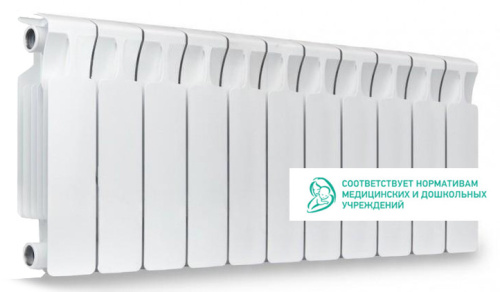Биметаллический радиатор Rifar Monolit 300 - 11 секций, боковое, белый