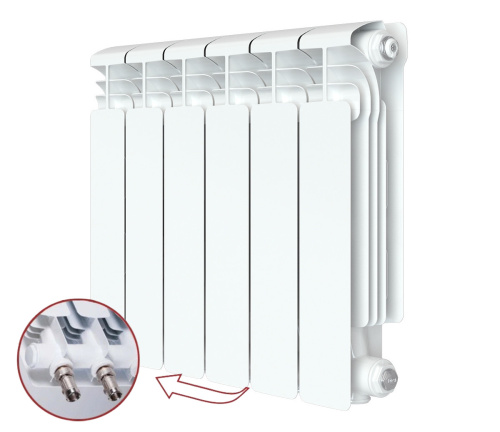 Алюминиевый радиатор Rifar Alum 350 Ventil VR - 6 секций, нижнее справа, белый