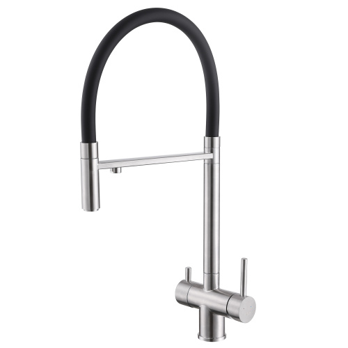 Смеситель для кухни ABBER Wasser Kreis AF81141SP с подключением фильтра и выдвижной лейкой, сатин