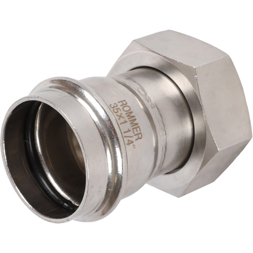 Соединитель с накидной гайкой 35x11/4" пресс, нержавеющая сталь Rommer