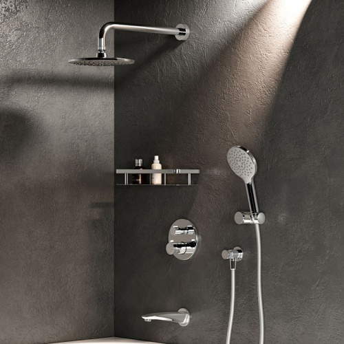 Встраиваемая душевая система Am.Pm X-Joy FT85A3RH10 хром: смеситель с термостатом, излив, верхний душ, ручной душ