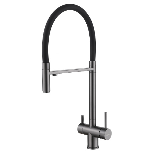 Смеситель для кухни ABBER Wasser Kreis AF81141NG с подключением фильтра и выдвижной лейкой, никель