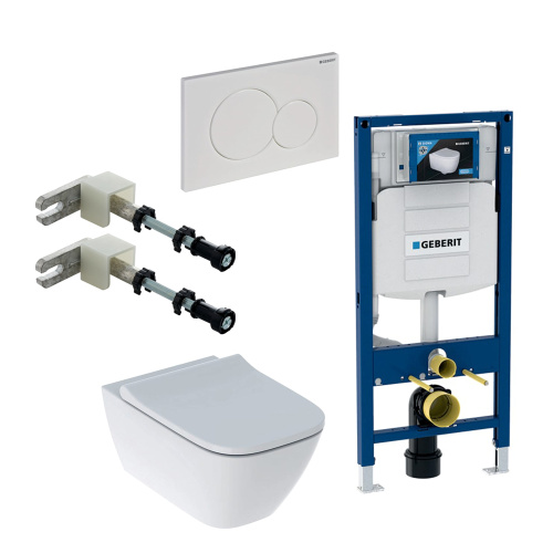 Инсталляция + смывная клавиша + подвесной унитаз + комплект крепления Geberit