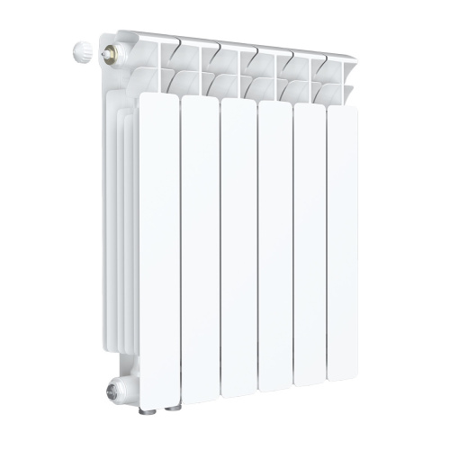 Биметаллический радиатор Rifar Base 500 Ventil VL - 6 секций, нижнее слева, белый