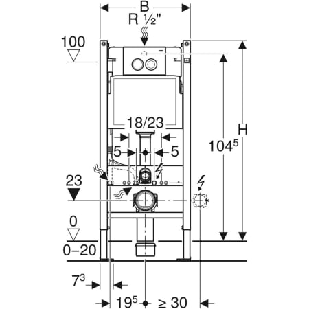 Инсталляция Geberit Duofix для подвесного унитаза, 112 см, со смывным бачком скрытого монтажа Delta 12 см, смывная клавиша Delta21 458.122.21.1