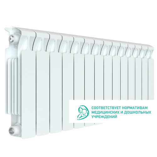 Биметаллический радиатор Rifar Monolit 350 - 14 секций, боковое, белый
