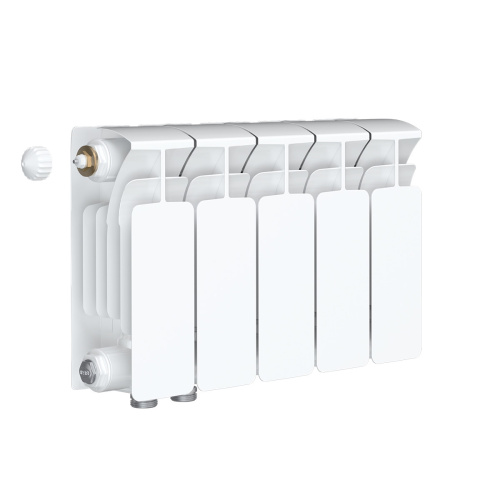 Биметаллический радиатор Rifar Base 200 Ventil VL - 5 секций, нижнее слева, белый