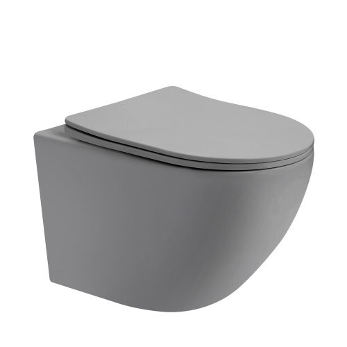 Подвесной унитаз ABBER Bequem AC1101TMG серый матовый, безободковый, смыв торнадо