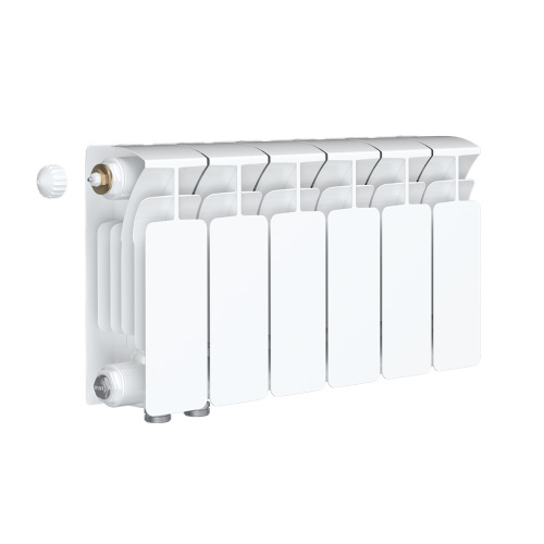 Биметаллический радиатор Rifar Base 200 Ventil VL - 6 секций, нижнее слева, белый