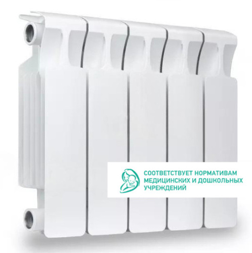 Биметаллический радиатор Rifar Monolit 300 - 5 секций, боковое, белый