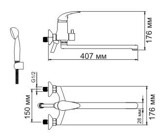 Смеситель WasserKraft Isen 2602L  для ванны