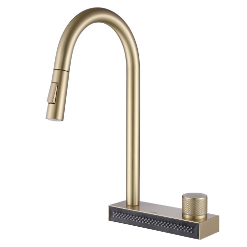 Смеситель для кухни ABBER Wasser Kreis AF8114G с выдвижной лейкой, золото матовое