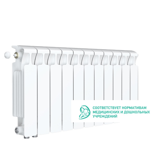 Биметаллический радиатор Rifar Monolit 350 Ventil VL - 11 секций, нижнее слева, белый