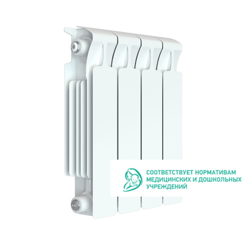 Биметаллический радиатор Rifar Monolit 350 - 4 секции, боковое, белый