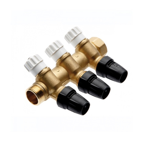 Коллектор 3 выхода 3/4"x16 TECElogo с вентилями, латунь