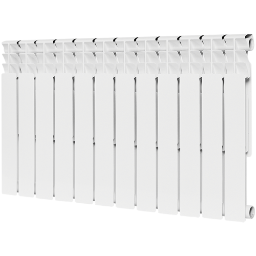 Биметаллический радиатор Rommer Optima Bm 500 - 12 секции, боковое, белый RAL9016