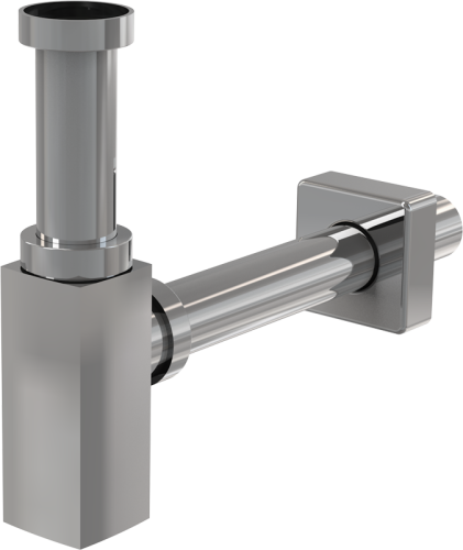 Сифон Alcaplast DESIGN d 32 мм, для раковины, квадратный, цельнометаллический A401