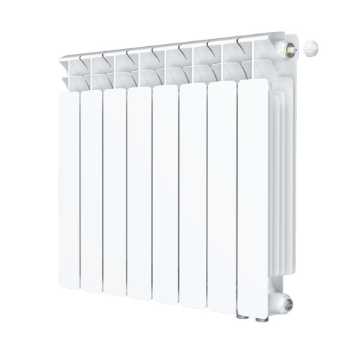 Биметаллический радиатор Rifar Base 500 Ventil VR - 8 секций, нижнее справа, белый