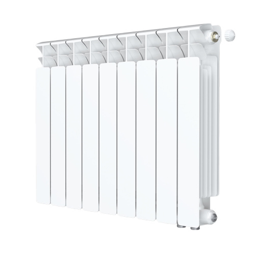 Биметаллический радиатор Rifar Base 500 Ventil VR - 9 секций, нижнее справа, белый