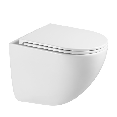 Подвесной унитаз ABBER Bequem AC1131TC белый, безободковый, смыв торнадо, с закрытым дном