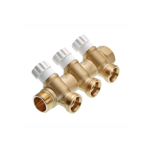 Коллектор 3 выхода 3/4"x3/4"EK TECEflex с вентилями, латунь