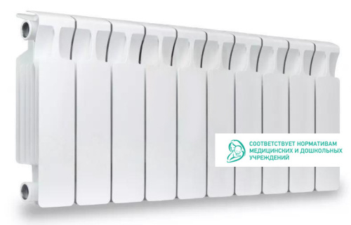 Биметаллический радиатор Rifar Monolit 300 - 10 секций, боковое, белый