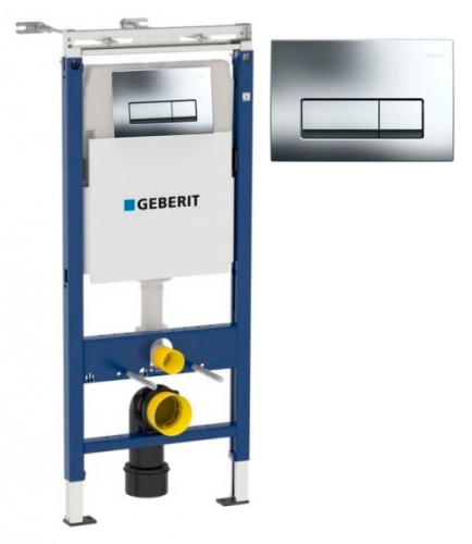 Инсталляция Geberit Duofix для подвесного унитаза, 112 см, со смывным бачком скрытого монтажа Delta 12 см, смывная клавиша Delta51 458.125.21.1