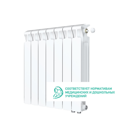 Биметаллический радиатор Rifar Monolit 500 Ventil VR - 7 секций, нижнее справа, белый