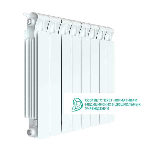 Биметаллический радиатор Rifar Monolit 500 - 8 секций, боковое, белый