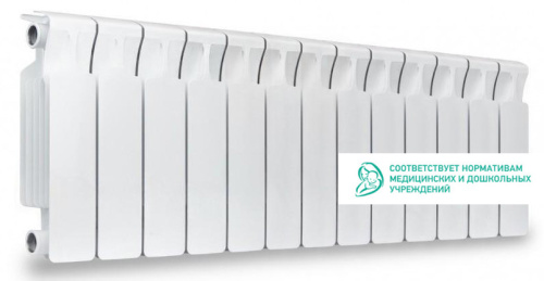 Биметаллический радиатор Rifar Monolit 300 - 13 секций, боковое, белый