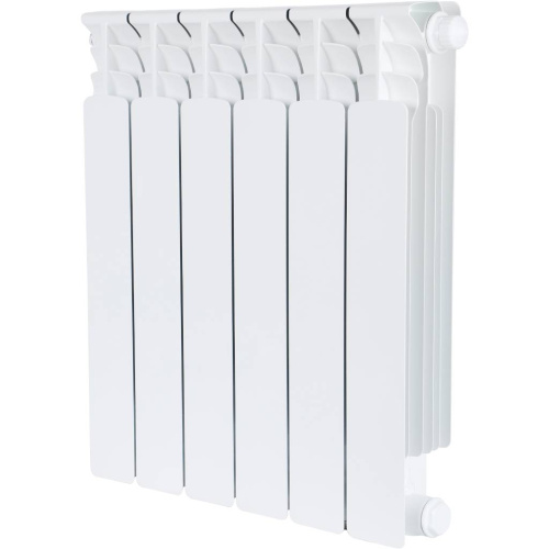 Биметаллический радиатор STOUT Space 500 - 6 секций, нижнее справа, белый RAL 9016