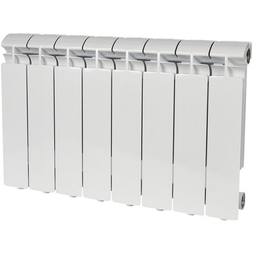 Алюминиевый радиатор STOUT ALPHA 350 - 8 секций, боковое, белый RAL 9016