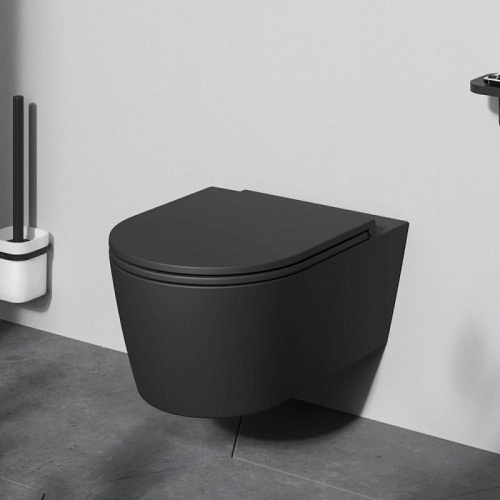 Подвесной унитаз Am.Pm Func C8F1701MBSC черный матовый, FlashClean безободковый с сиденьем микролифт