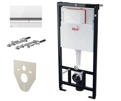 Инсталляция для унитаза 4 в 1 Alcaplast Sádromodul рама AM101/1120, кнопка M1720-1, звукоизоляция, крепеж