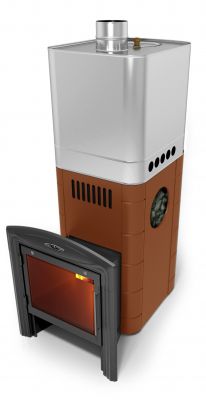 Банная печь Бирюса 2013 Carbon Витра ЗК терракота