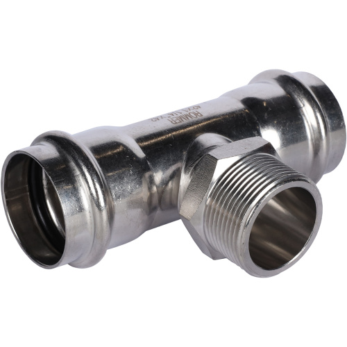 Тройник с резьбой ВПр-НР 42x11/4"x42 пресс, нержавеющая сталь Rommer