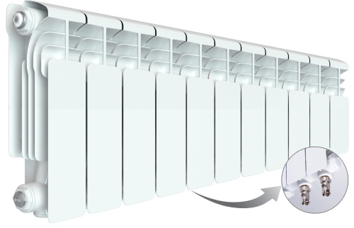 Алюминиевый радиатор Rifar Alum 200 Ventil VL - 11 секций, нижнее слева, белый