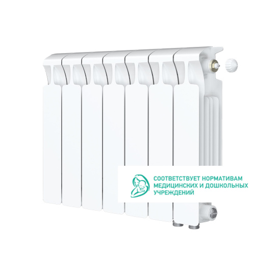 Биметаллический радиатор Rifar Monolit 350 Ventil VR - 7 секций, нижнее справа, белый