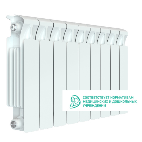 Биметаллический радиатор Rifar Monolit 350 - 9 секций, боковое, белый