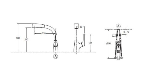 Смеситель для кухни Jacob Delafon Elate E13963-CP хром, выдвижной излив