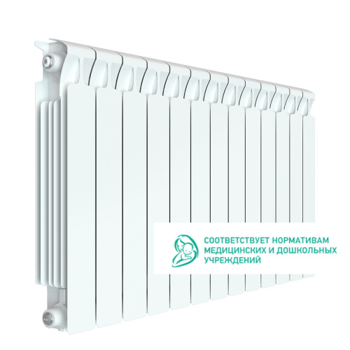 Биметаллический радиатор Rifar Monolit 500 - 13 секций, боковое, белый