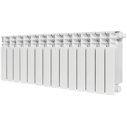 Биметаллический радиатор STOUT TITAN VENTIL 350 - 14 секций, нижнее справа, белый RAL 9016