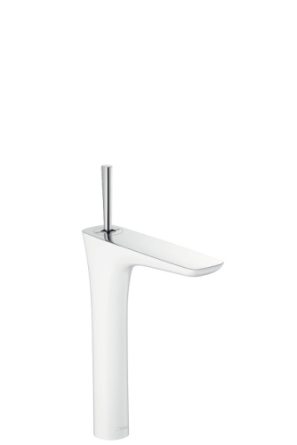 Смеситель для раковины Hansgrohe PuraVida 15072400 белый, высокий, сливной клапан Push-Open