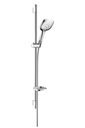 Душевой набор Hansgrohe Raindance Select E 150 3jet штанг 90см, с мыльницей, хром/белый 27857400