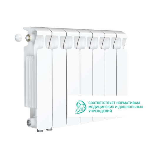 Биметаллический радиатор Rifar Monolit 350 Ventil VL - 7 секций, нижнее слева, белый