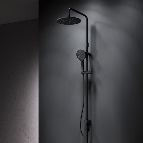 Душевая система Am.Pm Like F0780022 черный: переключатель, стойка с верхним душем, ручной душ
